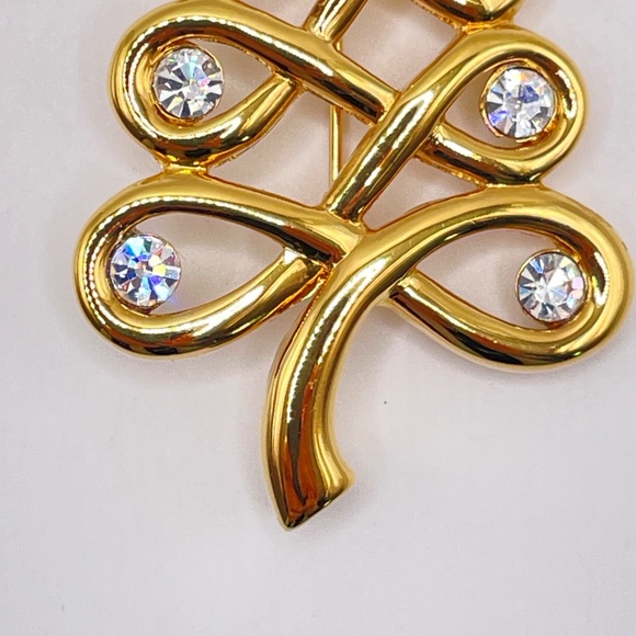 1928 Brand Gold Tone Rhinestone Accent Christmas Tree Pin Brooch - Picture 5 of 8